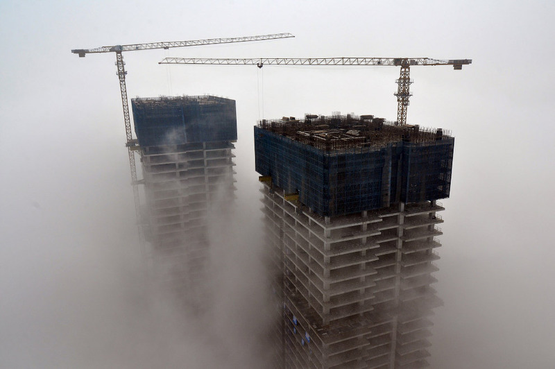Строительство высоток в Жичжао, Китай.