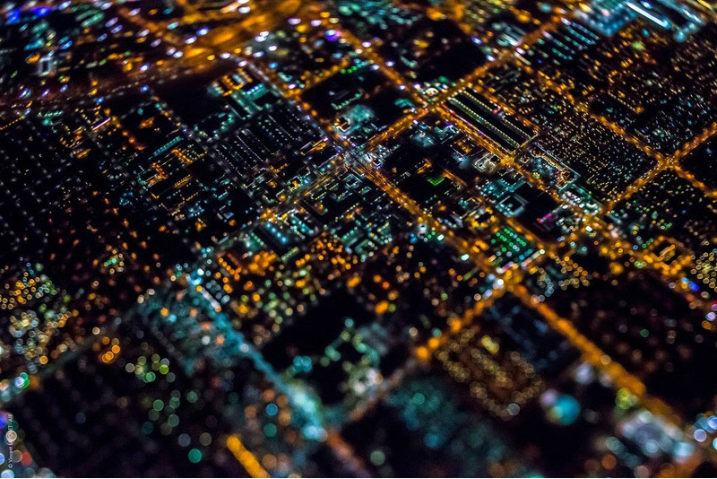 Ночной Лас-Вегас с высоты 3290 метров в аэрофотографиях