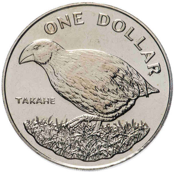 Такахе изображена на монете в 1 новозеландский доллар 1982 года.