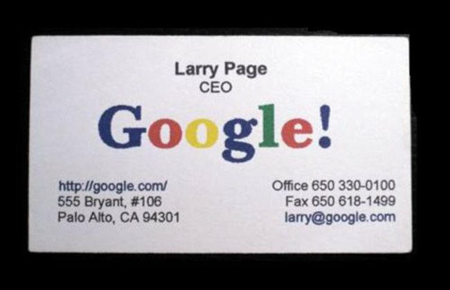Визитка сооснователя Google Ларри Пейджа
