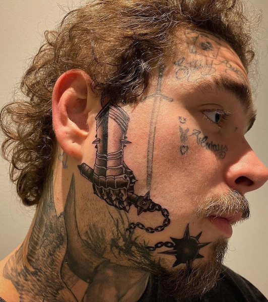 Post Malone набил новую татуировку на лице