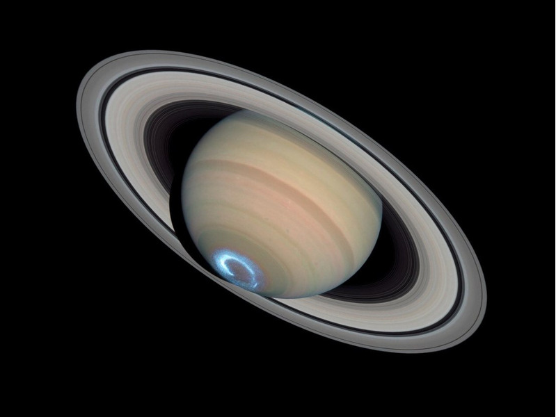 Полярное сияние на южном полюсе Сатурна