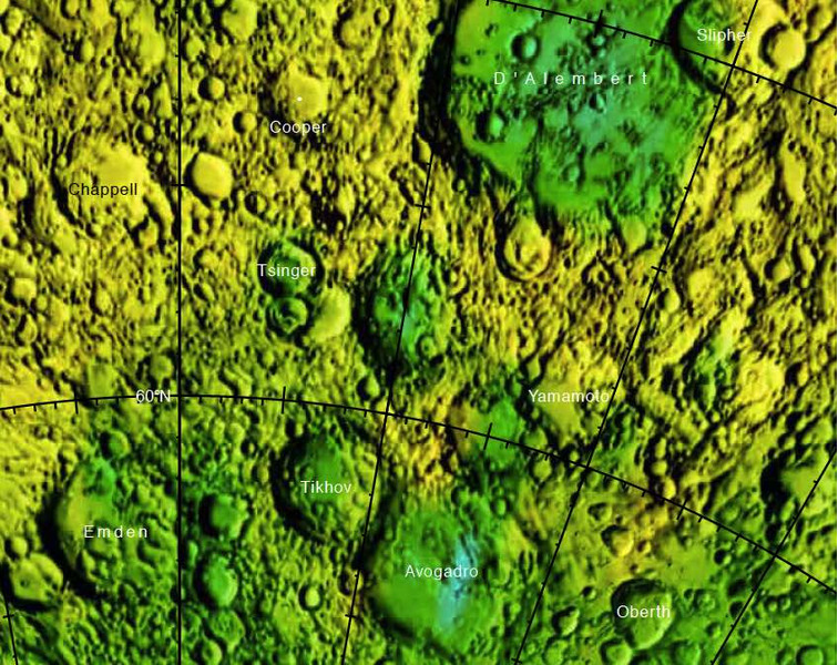 Окрестности кратера Купер. Фрагмент карты обратной стороны Луны.