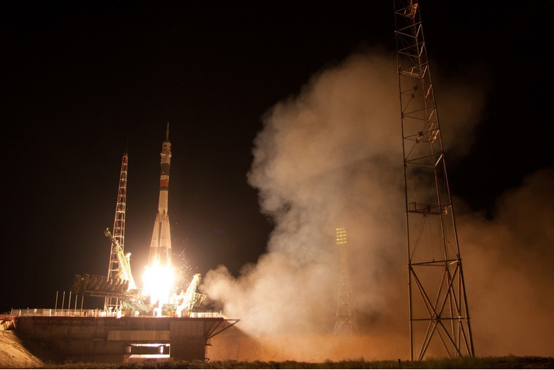 Запуск ракеты Союз-ФГ с космодрома Байконур