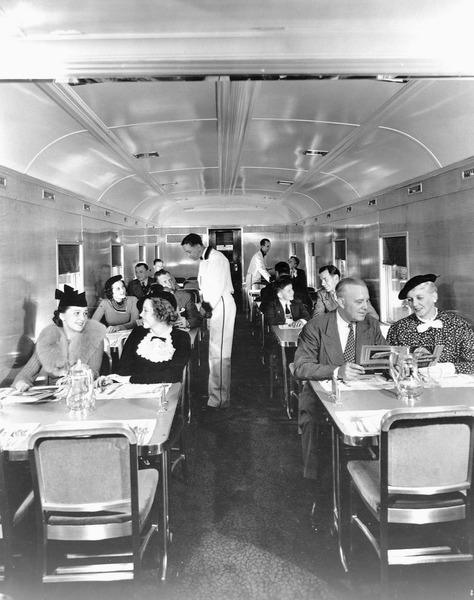 1935. Вагон-ресторан на линии Чикаго - Сент-Пол Тихоокеанской железнодорожной компании