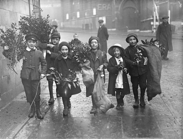 Дети несут остролист и омелу, 1915 год