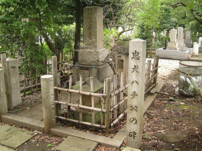 Могилы Хатико и его хозяина на кладбище Аояма, Токио